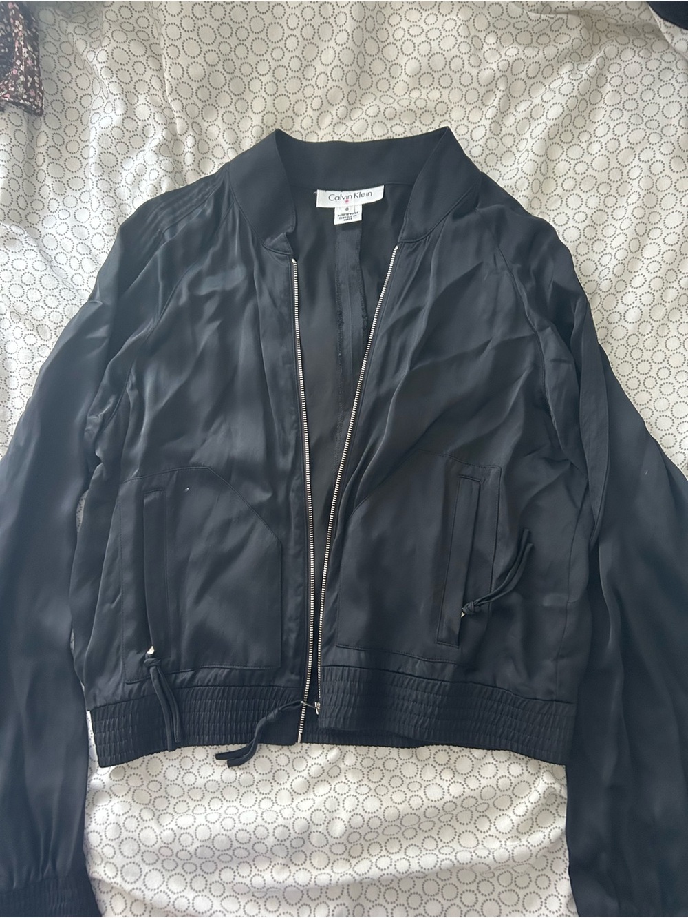 Calvin Klein Black Satin-Feel Bomber Jacket
